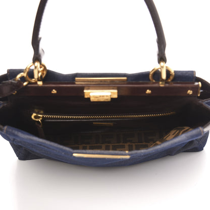 Fendi Denim Medium Peekaboo Iconic Satchel Blue 5 of 13