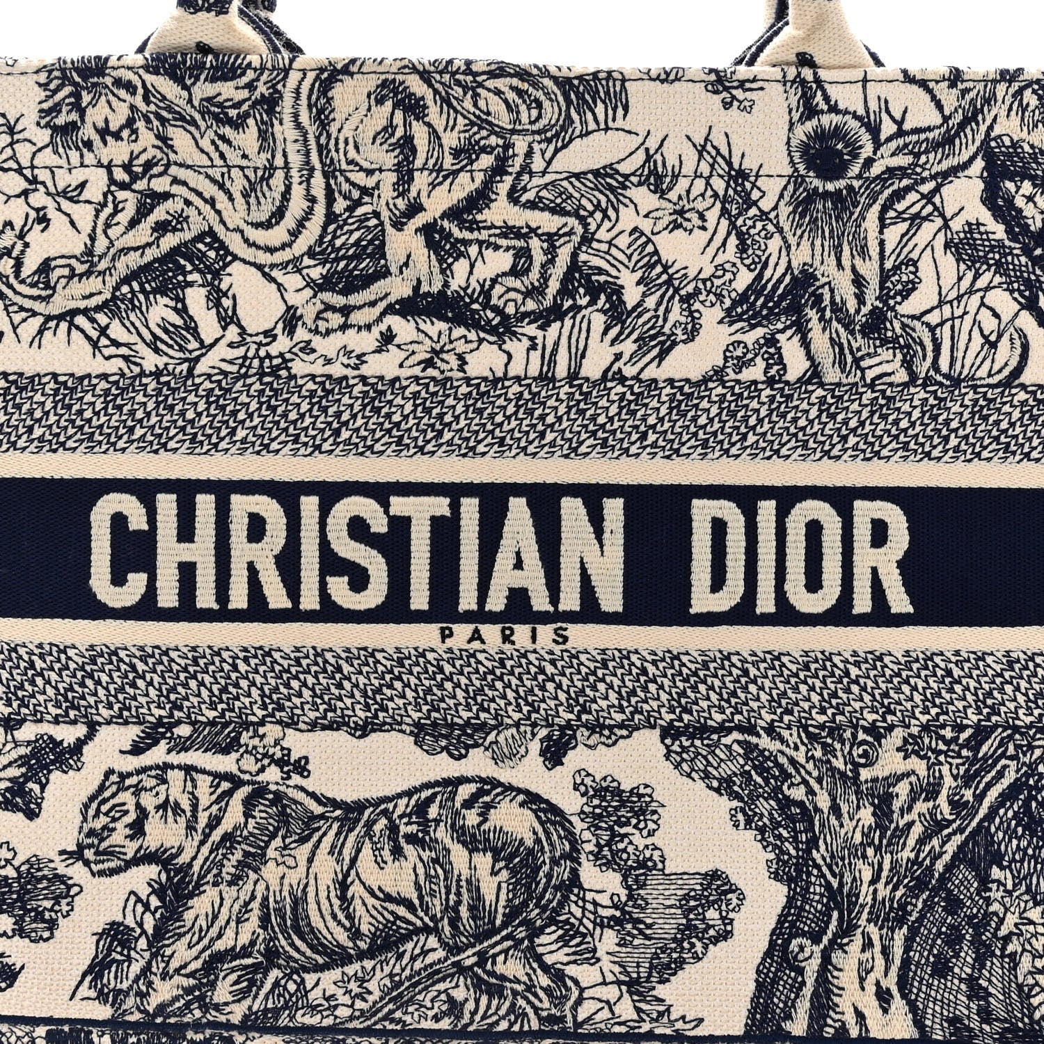 Christian Dior Canvas Embroidered Medium Dioriviera Toile De Jouy Book Tote Blue 8 of 13