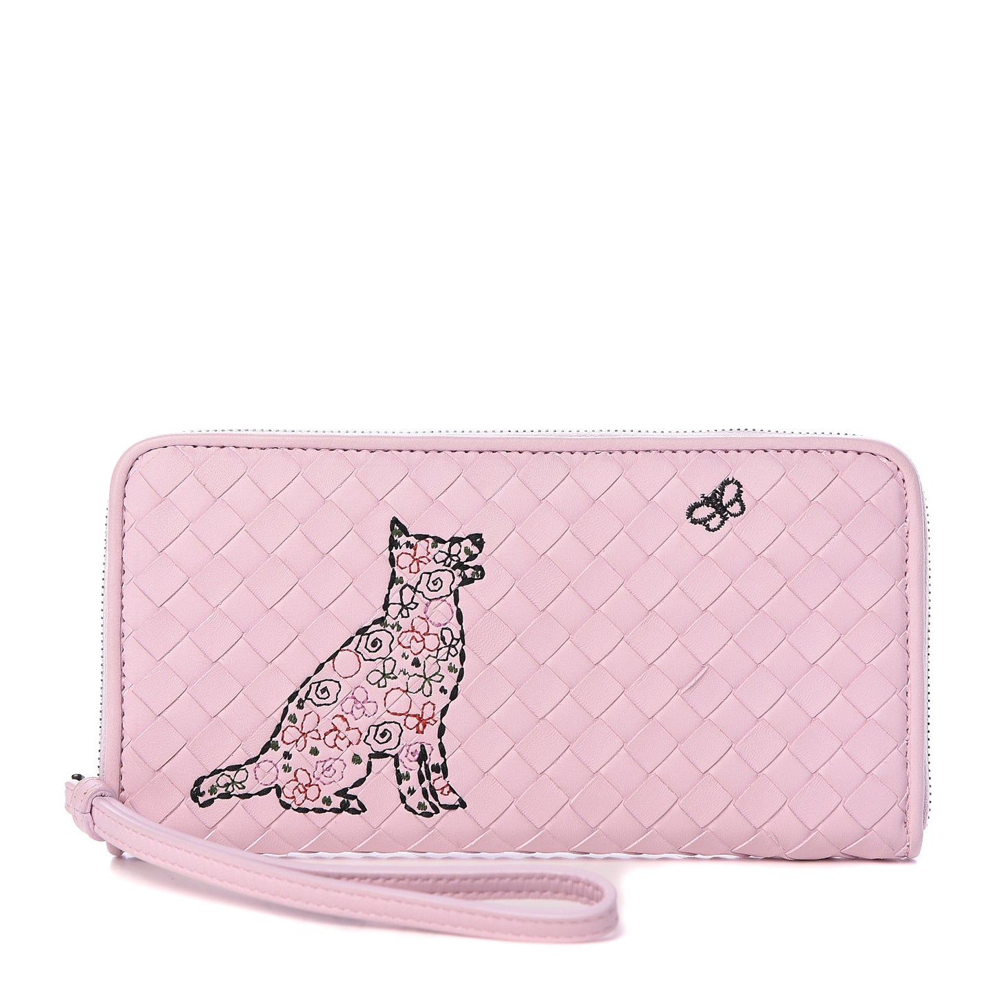 Nappa Intrecciato Zip Around Wallet Dragee