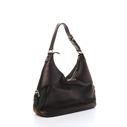 Gucci Calfskin Large Horsebit Web Hobo Brown 2 of 9