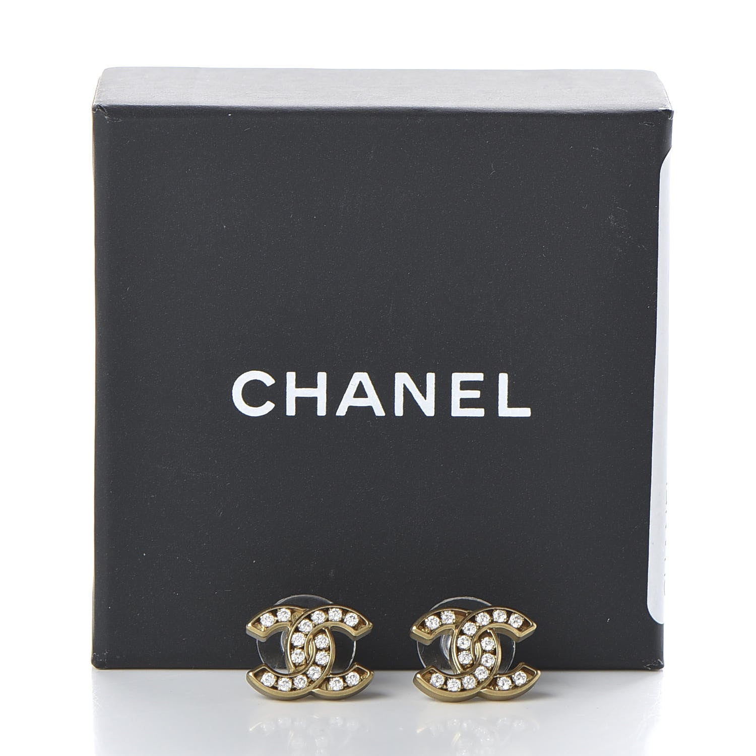 Chanel Crystal CC Earrings Gold 5 of 5