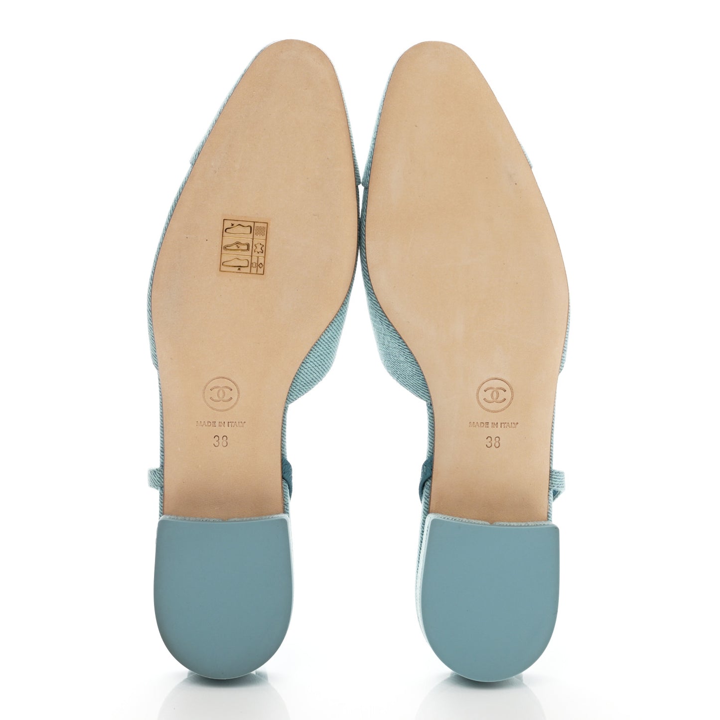 Denim Cap Toe CC Slingback Flats 38 Blue