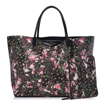 Givenchy Coated Canvas Roses Camouflage Print Large Antigona Tote Black 1 of 8