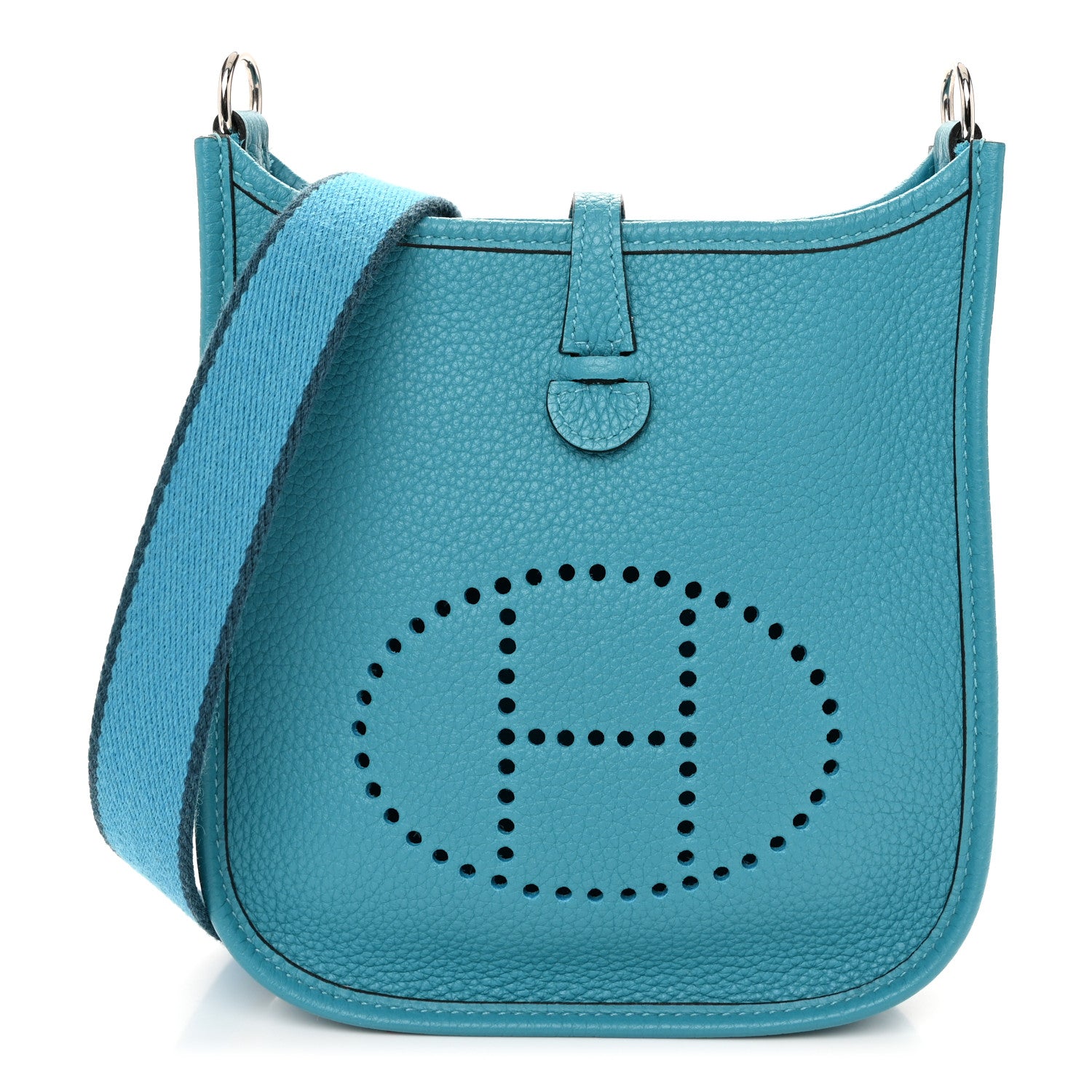 Hermes Taurillon Clemence Amazone Evelyne TPM Turquoise Colvert 1 of 10