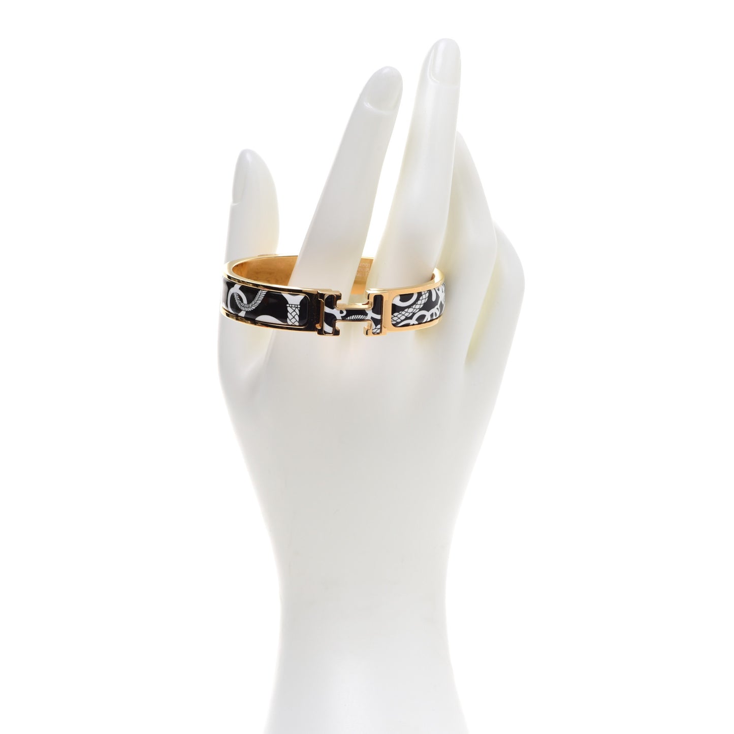 Enamel Printed Panoplie Equestre Narrow Clic Clac H Bracelet PM Positif Negatif