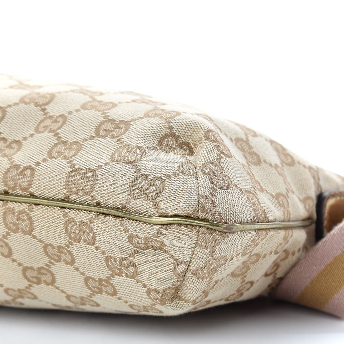 Metallic Monogram Web Small Flat Messenger Crossbody Pink Gold