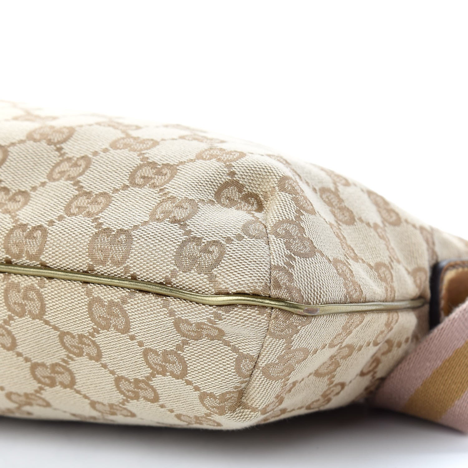 Gucci Metallic Monogram Web Small Flat Messenger Crossbody Pink Gold 9 of 9
