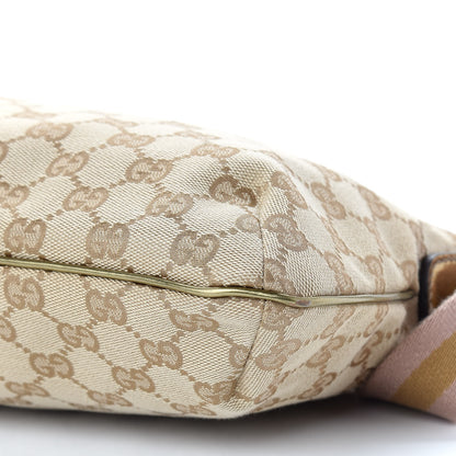 Gucci Metallic Monogram Web Small Flat Messenger Crossbody Pink Gold 9 of 9