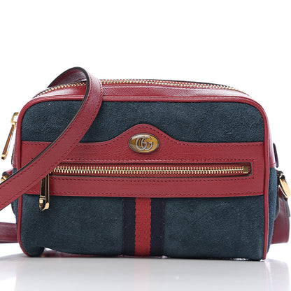 Gucci Suede Calfskin Web Mini Ophidia Shoulder Bag New Blue Romantic Cherry 7 of 9