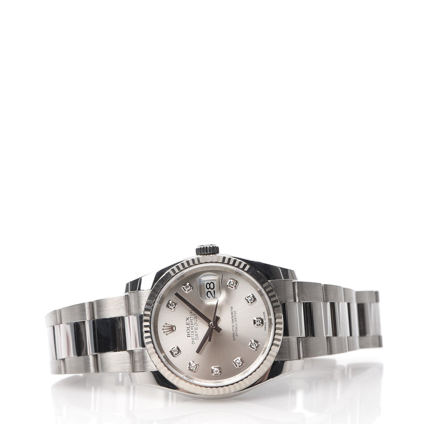 Stainless Steel 18K White Gold Diamond 36mm Oyster Perpetual Datejust Watch Silver 116234
