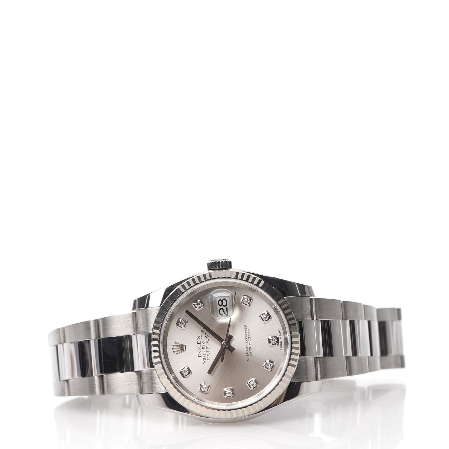 Rolex Stainless Steel 18K White Gold Diamond 36mm Oyster Perpetual Datejust Watch Silver 116234 3 of 7