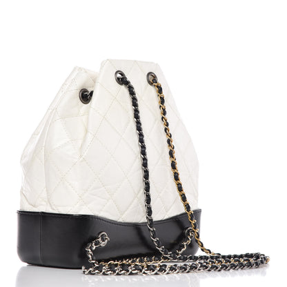 Chanel Aged Calfskin Quilted Small Gabrielle Backpack Black White 3 of 9