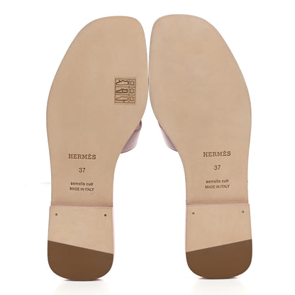 Hermes Box Calfskin Oran Sandals 37 Rose Cancan 5 of 9