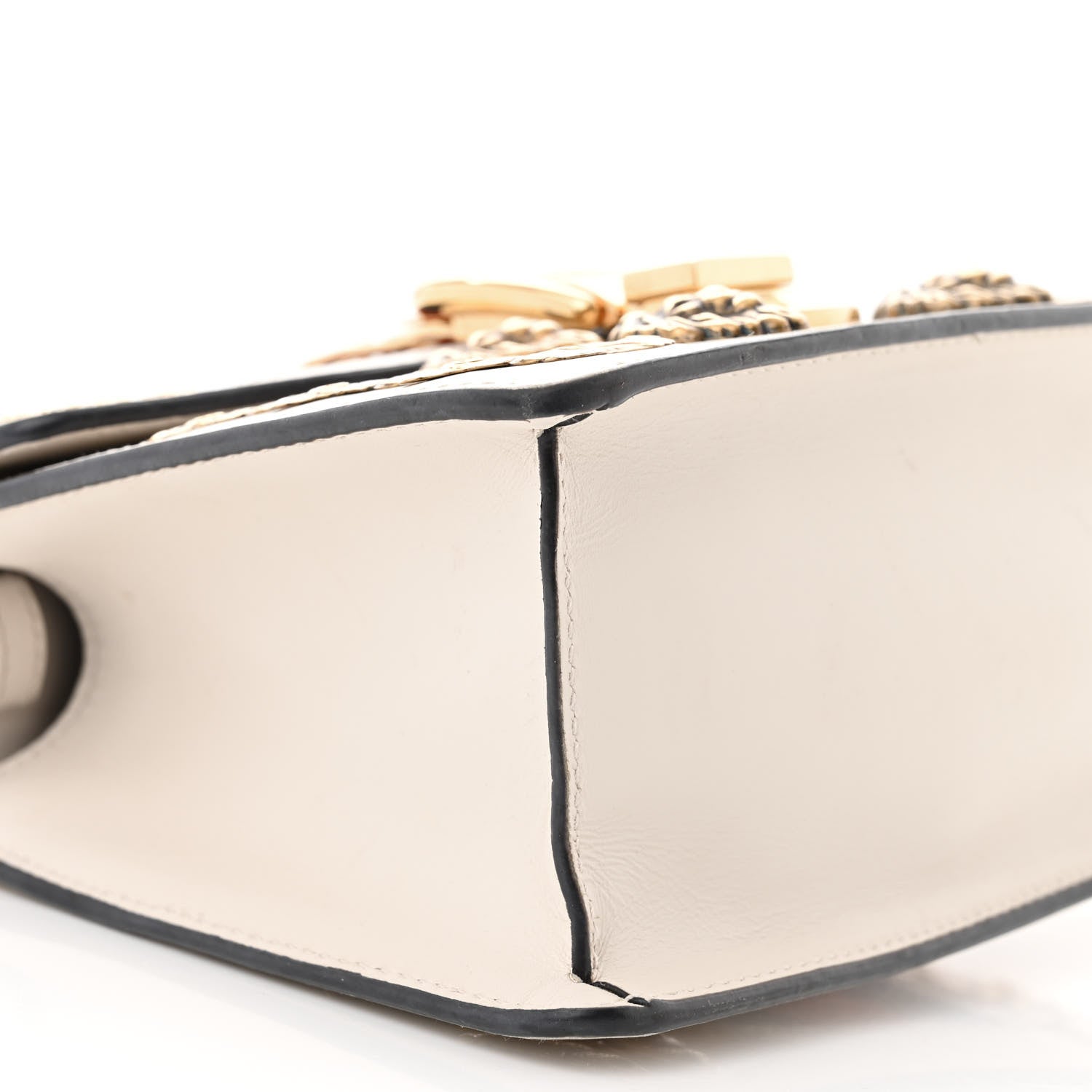 Gucci Calfskin Animal Studs Mini Sylvie Top Handle Bag White 9 of 15