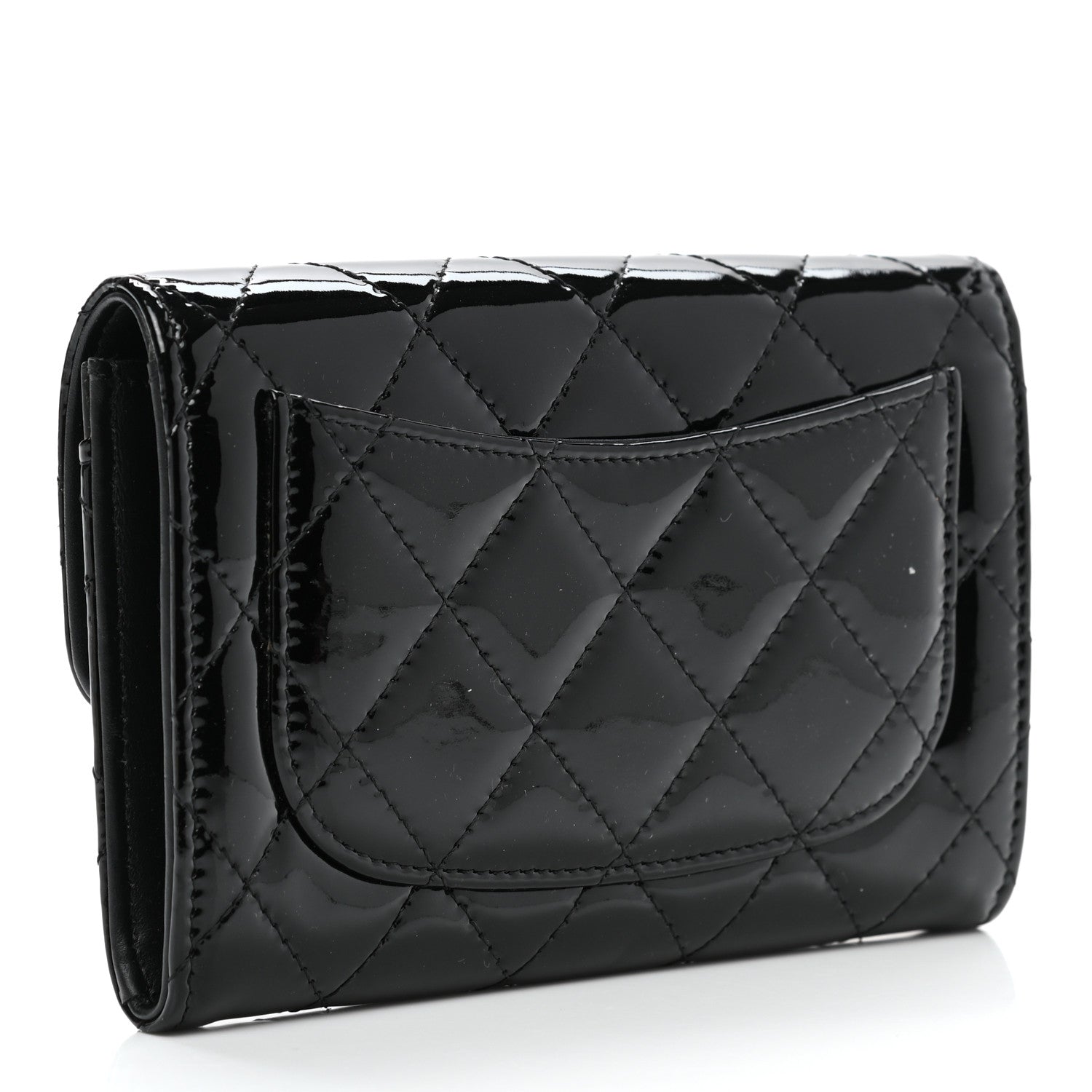 Chanel Patent Calfskin Quilted Small Flap Wallet Black 3 of 7