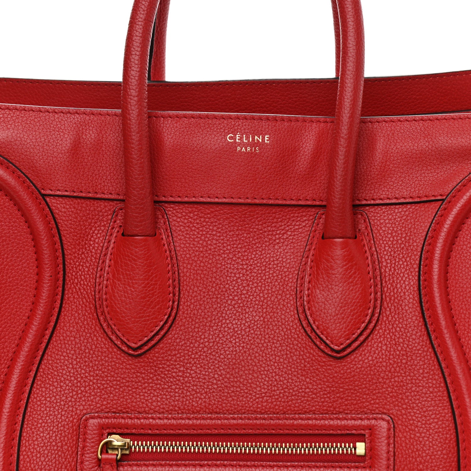 Celine Drummed Calfskin Mini Luggage Coquelicot 8 of 19