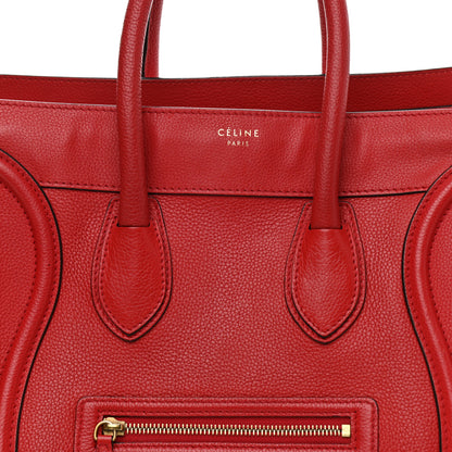 Celine Drummed Calfskin Mini Luggage Coquelicot 8 of 19