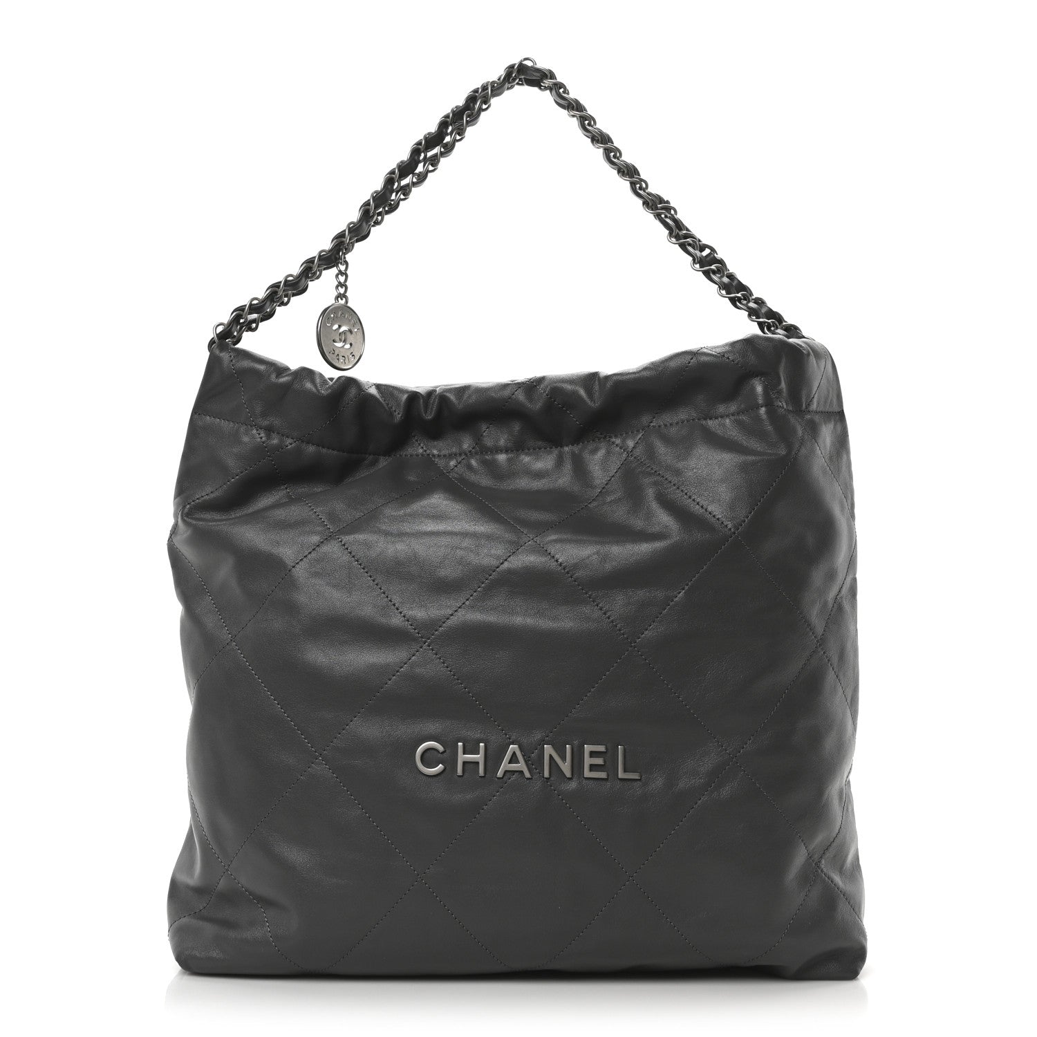 Chanel Shiny Calfskin Quilted Chanel 22 Dark Grey 1 of 10
