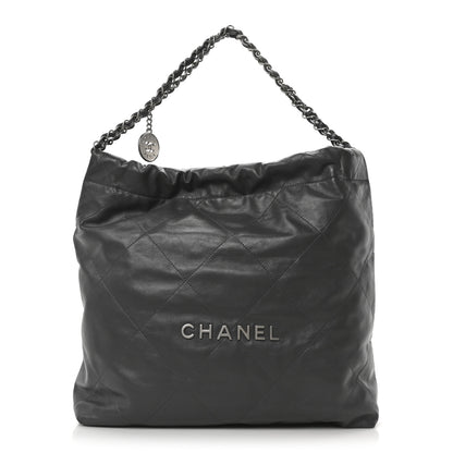 Chanel Shiny Calfskin Quilted Chanel 22 Dark Grey 1 of 10