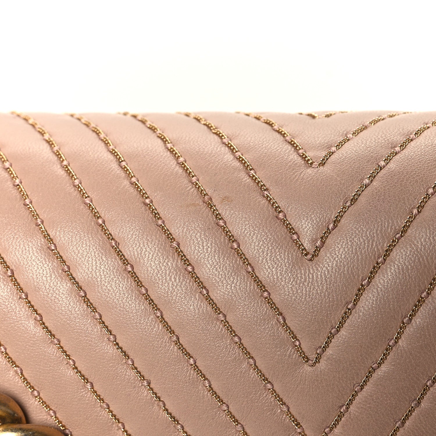 Chanel Lambskin Chevron Chain Stitched Medium Boy Flap Beige 14 of 16