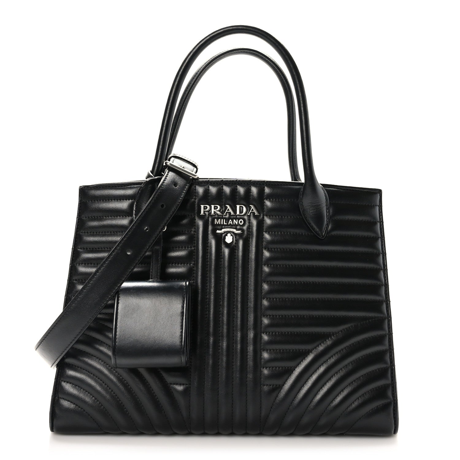 Prada Soft Calfskin Impunture Diagramme Tote Black 1 of 10