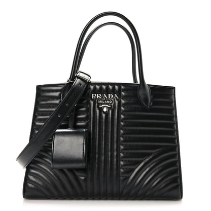 Prada Soft Calfskin Impunture Diagramme Tote Black 1 of 10