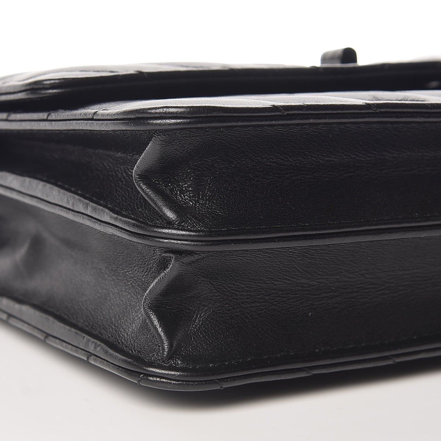 Aged Calfskin Chevron Quilted Reissue 2.55 Square Wallet On Chain WOC So Black