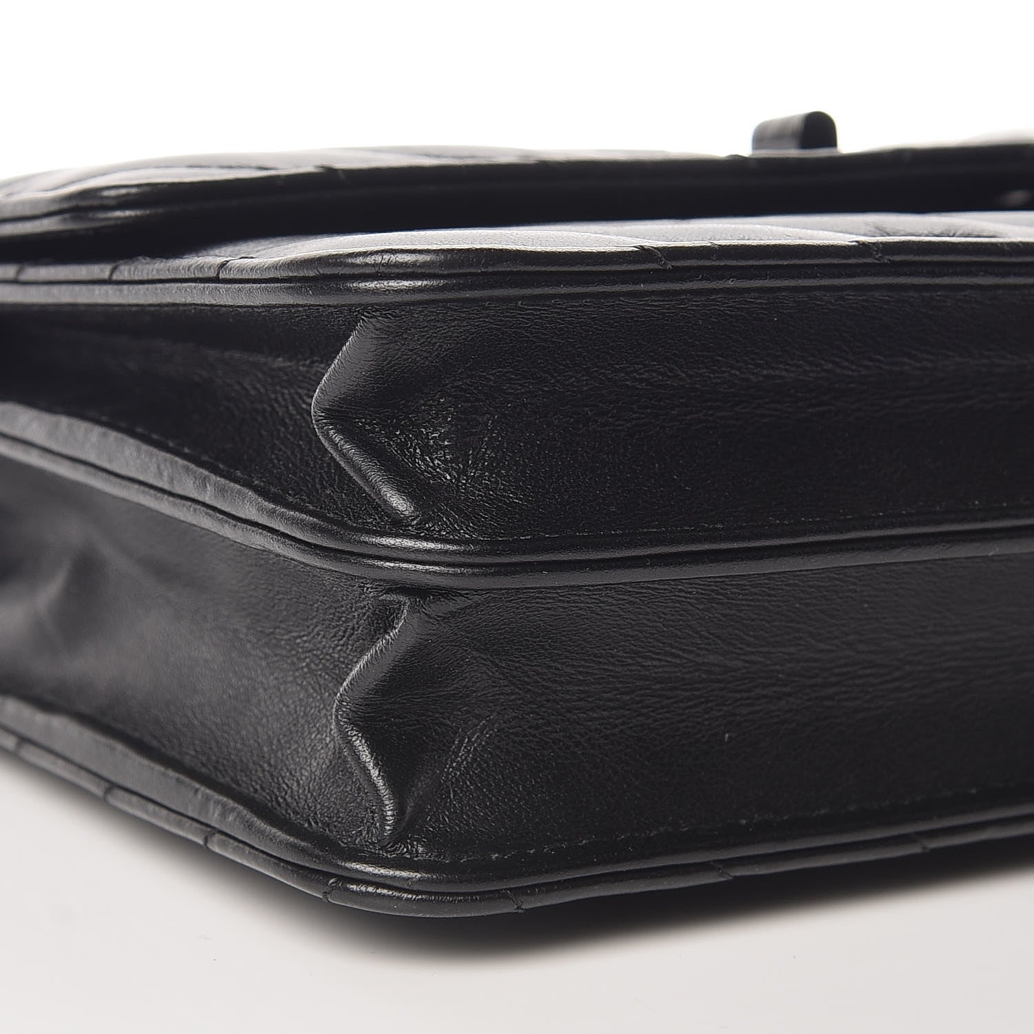 Chanel Aged Calfskin Chevron Quilted Reissue 2.55 Square Wallet On Chain WOC So Black 6 of 11