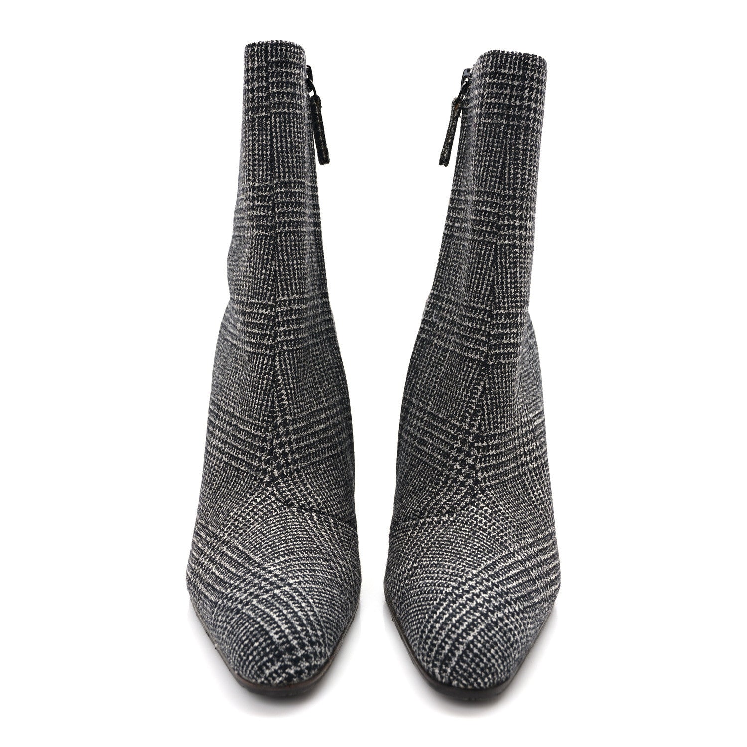 Balenciaga Wool Plaid Ankle Boots 35 Black White 2 of 9