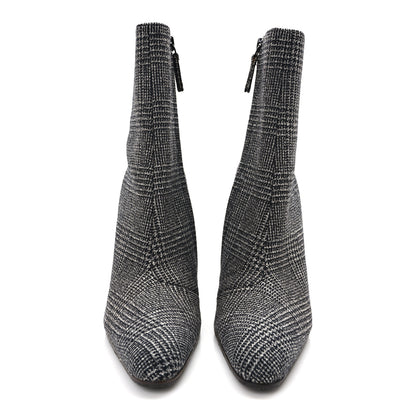 Balenciaga Wool Plaid Ankle Boots 35 Black White 2 of 9