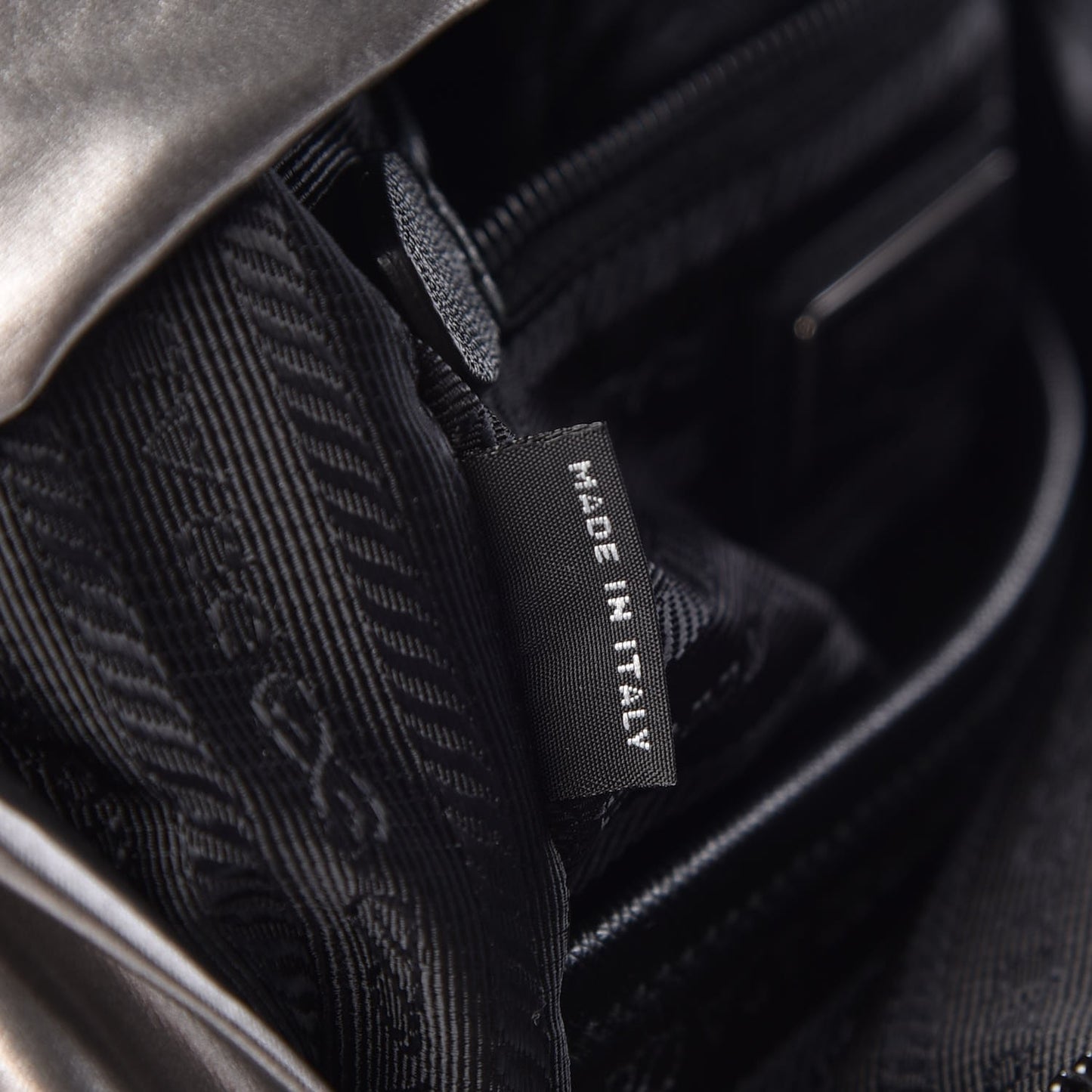 Metallic Tessuto Nylon Saffiano Sling Backpack Silver