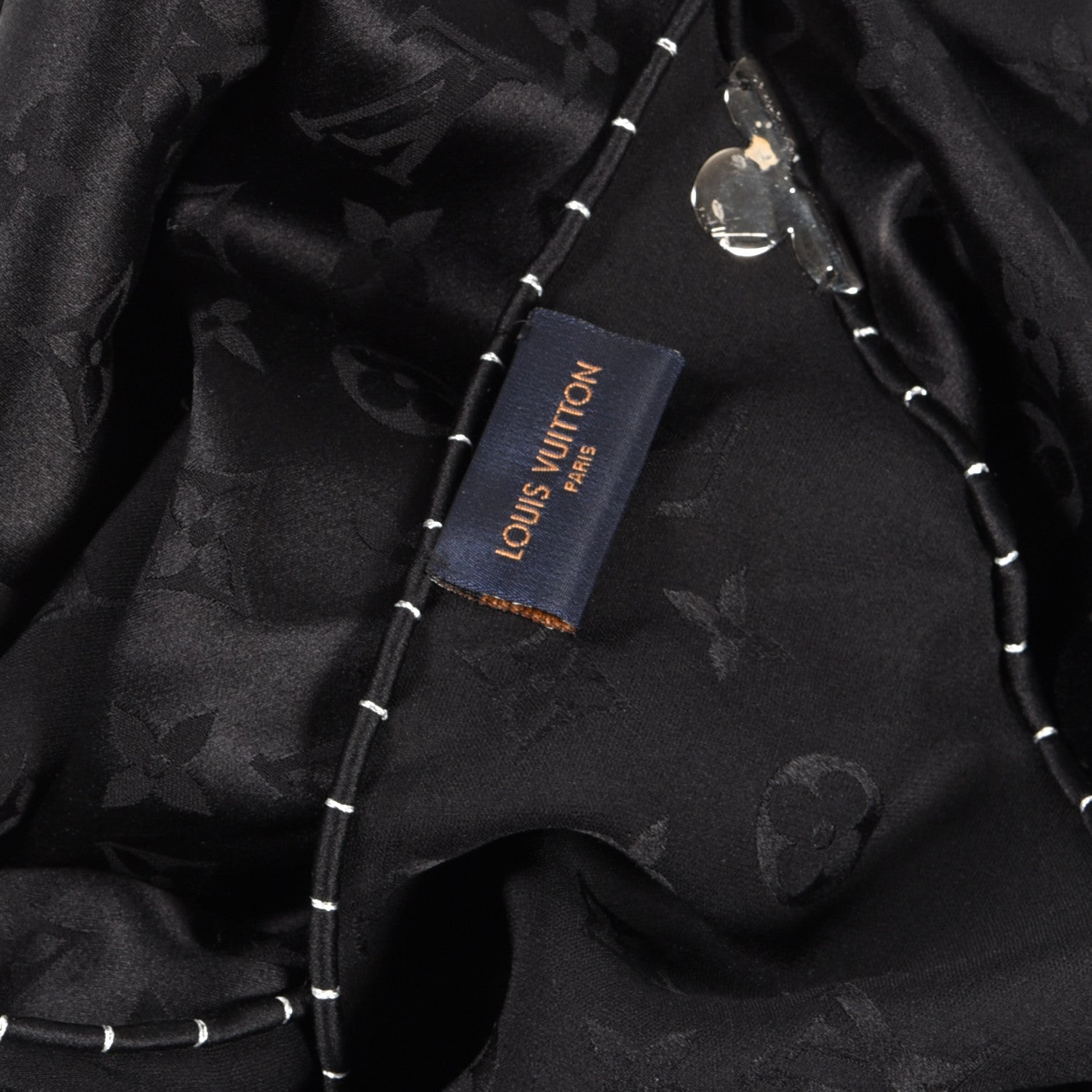 Louis Vuitton Silk Strass Monogram Flower Crown Triangle Scarf Black 2 of 6