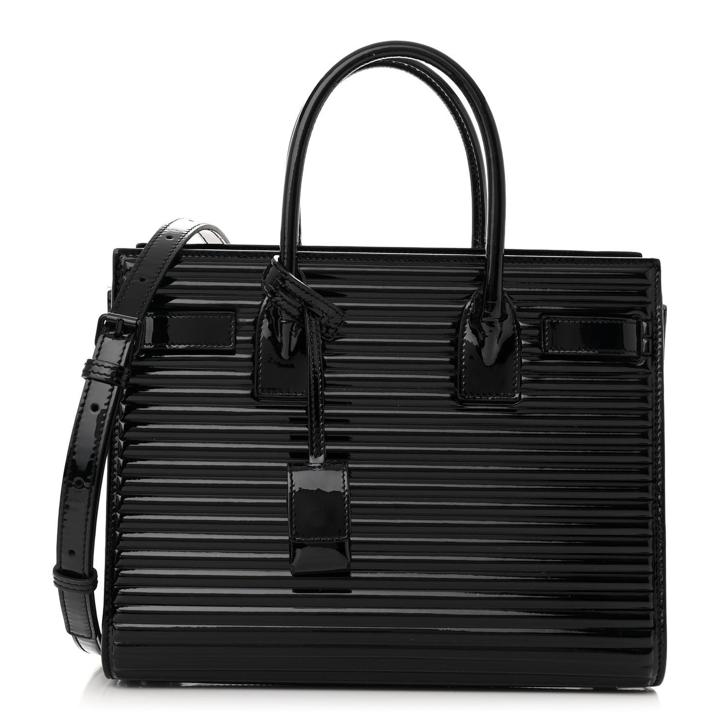 Ribbed Patent Calfskin Baby Sac De Jour Black