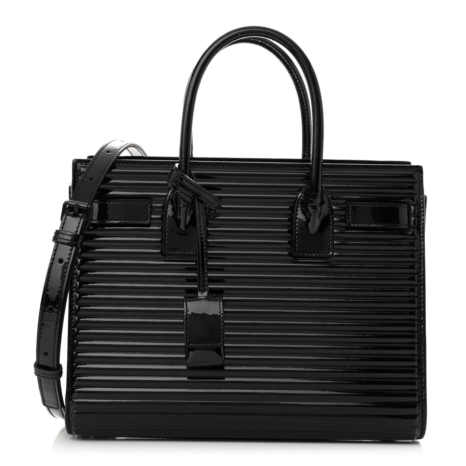 Saint Laurent Ribbed Patent Calfskin Baby Sac De Jour Black 1 of 9