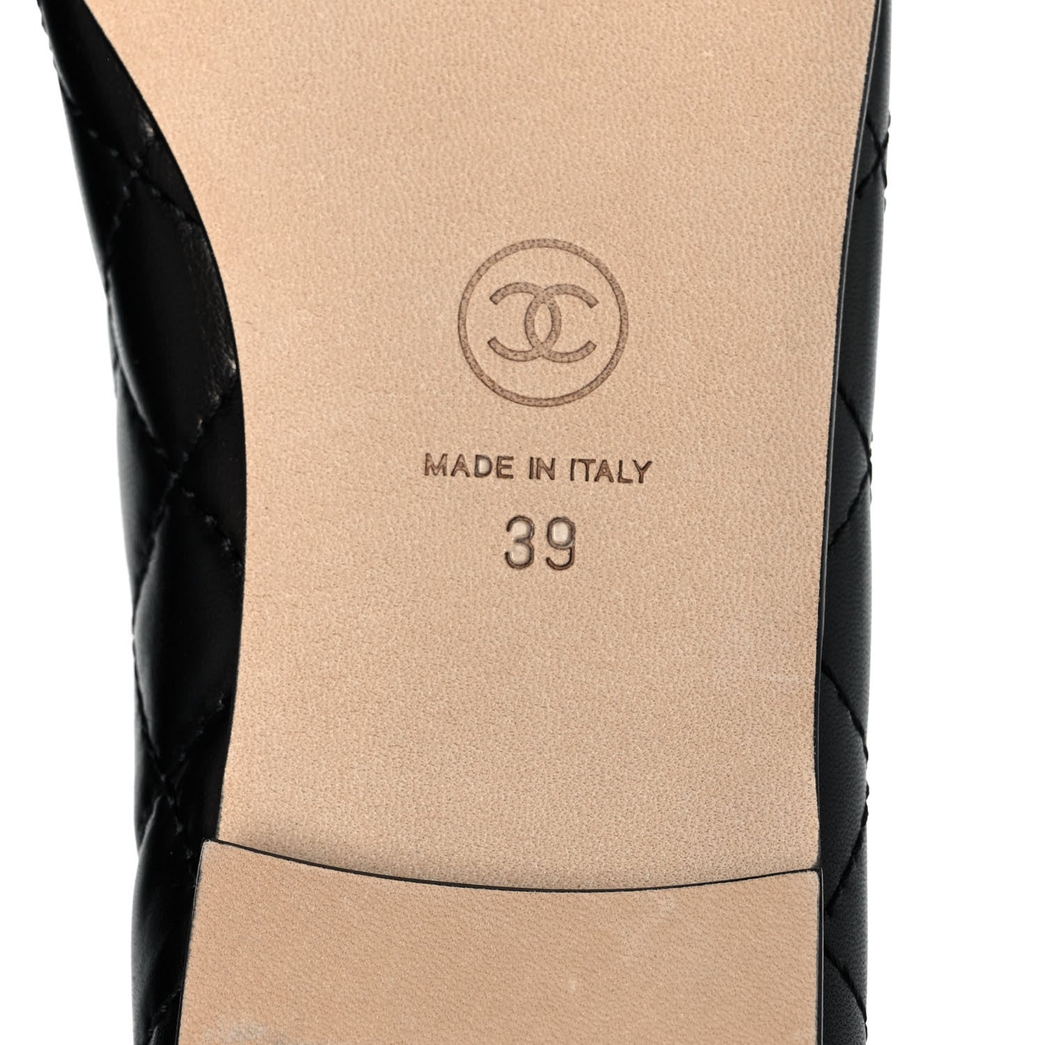 Chanel Aged Calfskin Quilted CC Cap Toe Ballerina Flats 39 Black 6 of 9