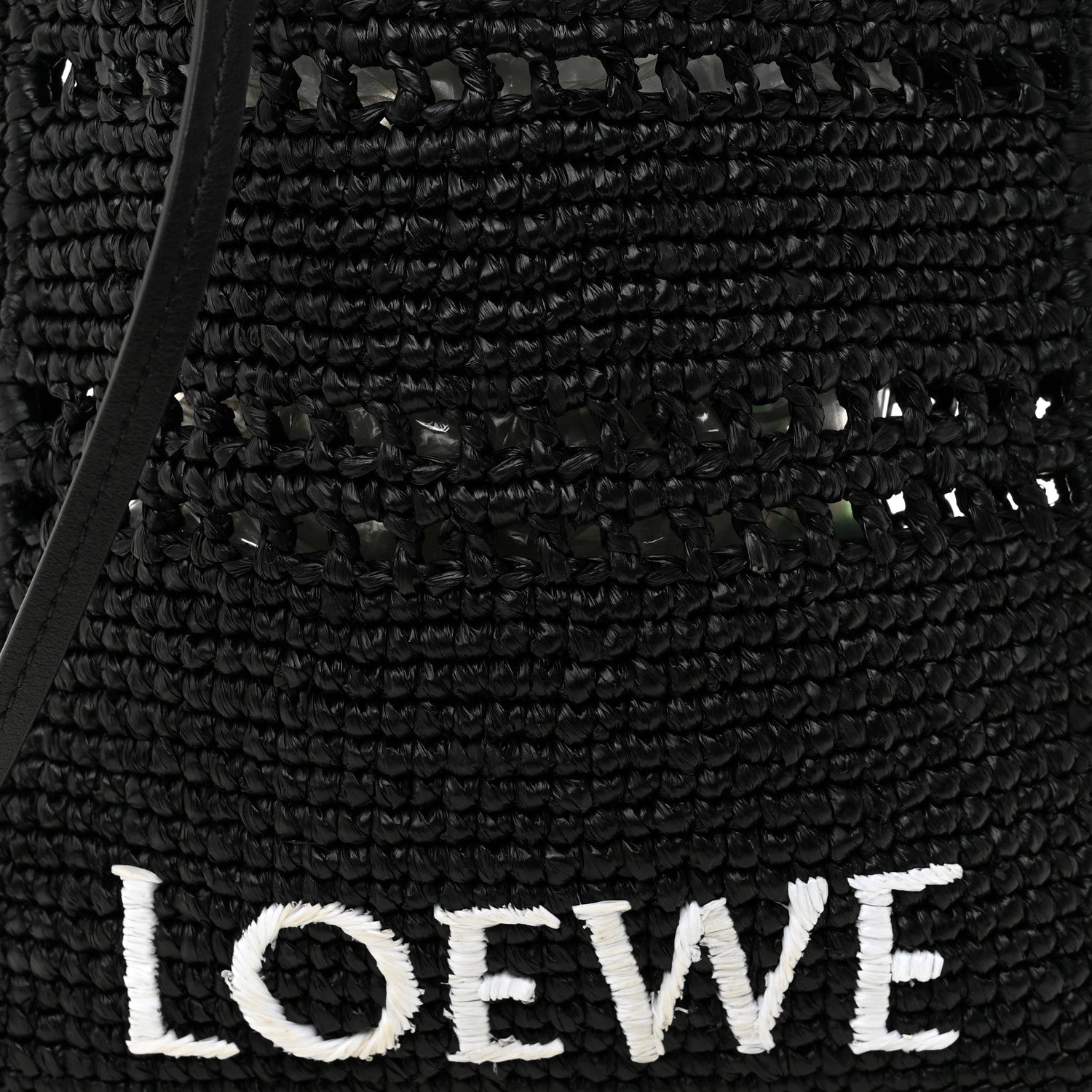 Loewe Raffia Logo Drawstring Pocket Crossbody Black 8 of 10