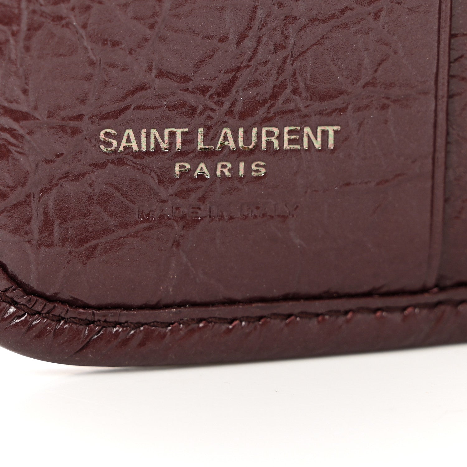 Saint Laurent Crinkled Calfskin Matelasse Monogram Niki Card Holder Rouge Legion 6 of 6