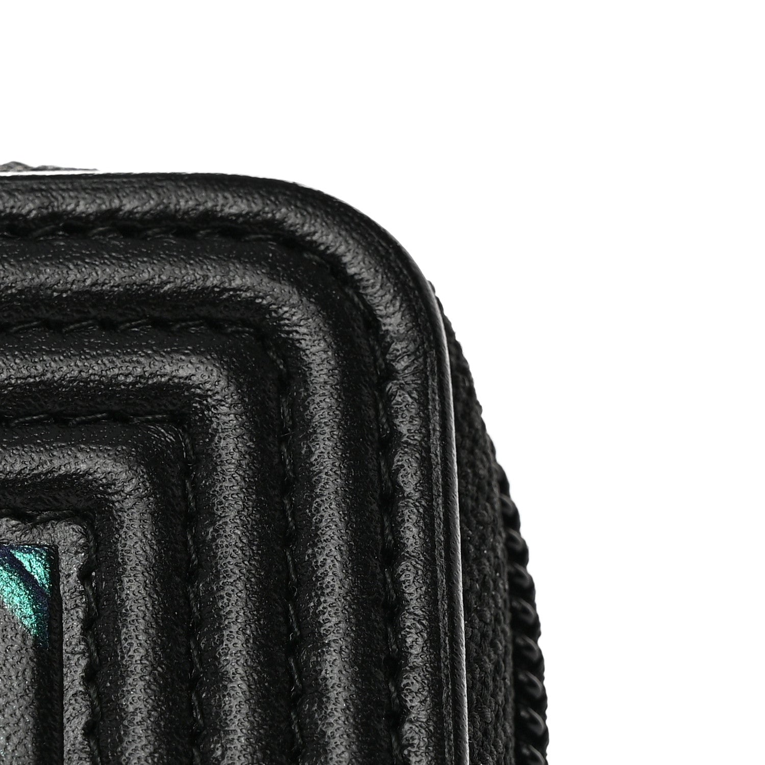 Chanel Calfskin Painted Chevron Embossed Small Boy Zip Wallet Black 12 of 13