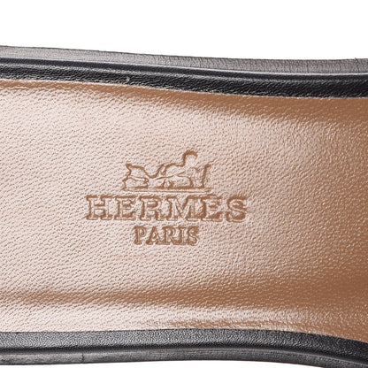 Hermes Box Calfskin Oran Sandals 36 Black 7 of 9