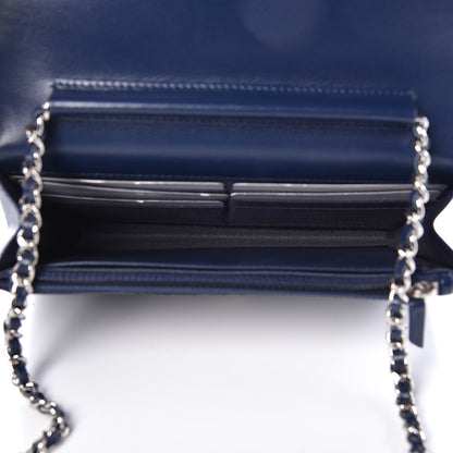Chanel Caviar Chevron Quilted Wallet On Chain WOC Navy 7 of 12