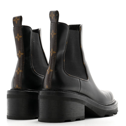 Louis Vuitton Calfskin Monogram Beaubourg Ankle Boots 40.5 Black 4 of 11