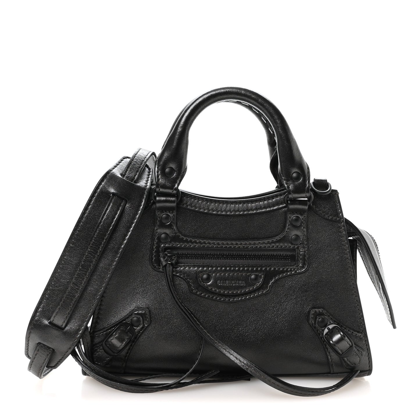 Smooth Calfskin Neo Classic Black Hardware Mini City Gunmetal