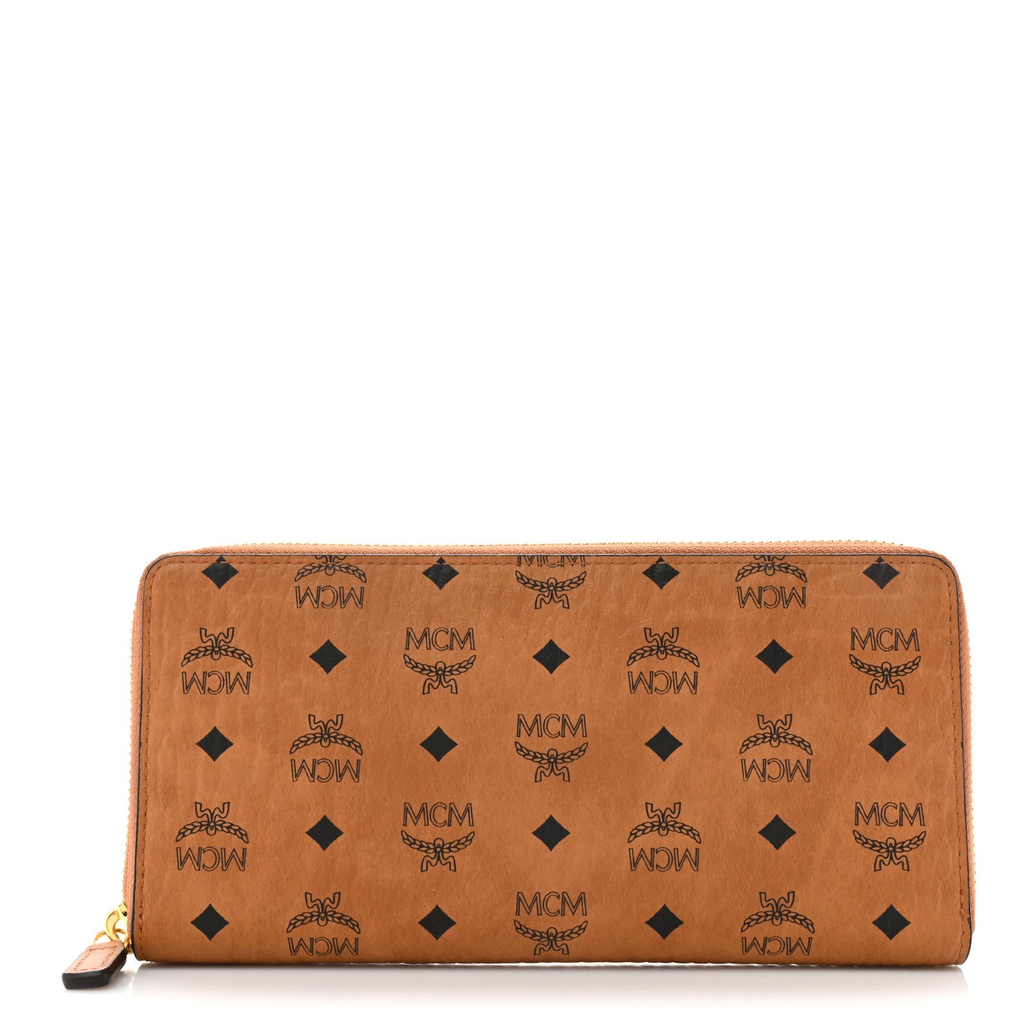 MCM Visetos Large Zip Around Wallet Cognac 1 of 11
