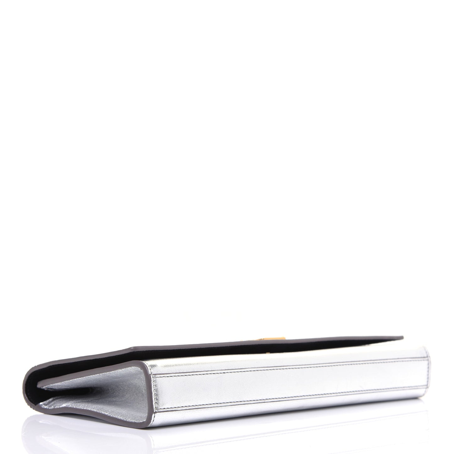 Metallic Calfskin Classic Monogram Cassandre Clutch Argento