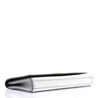 Saint Laurent Metallic Calfskin Classic Monogram Cassandre Clutch Argento 4 of 16