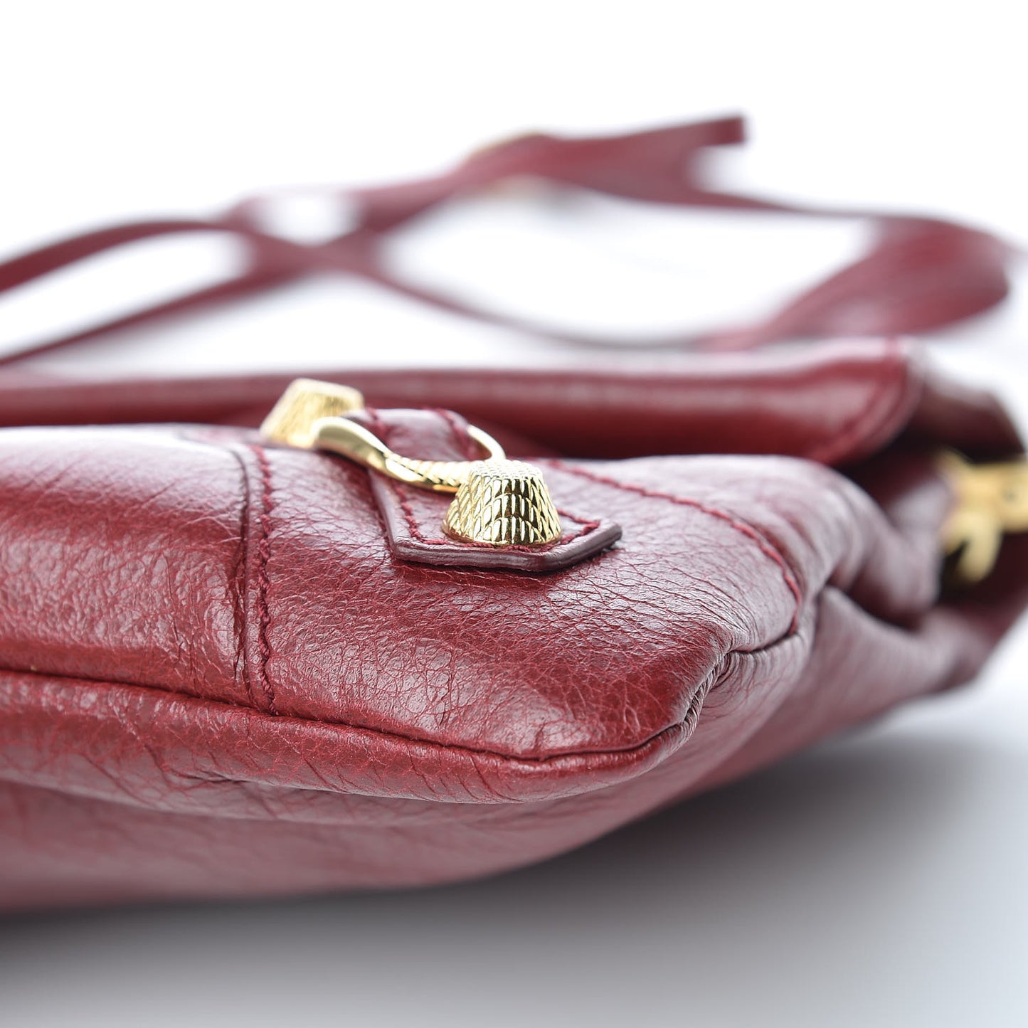 Agneau Giant 12 Gold Hardware Envelope Strap Clutch Rouge Cerise