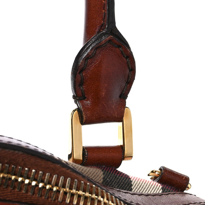 Burberry Bridle Calfskin House Check Small Orchard Bowling Bag Dark Tan 15 of 15