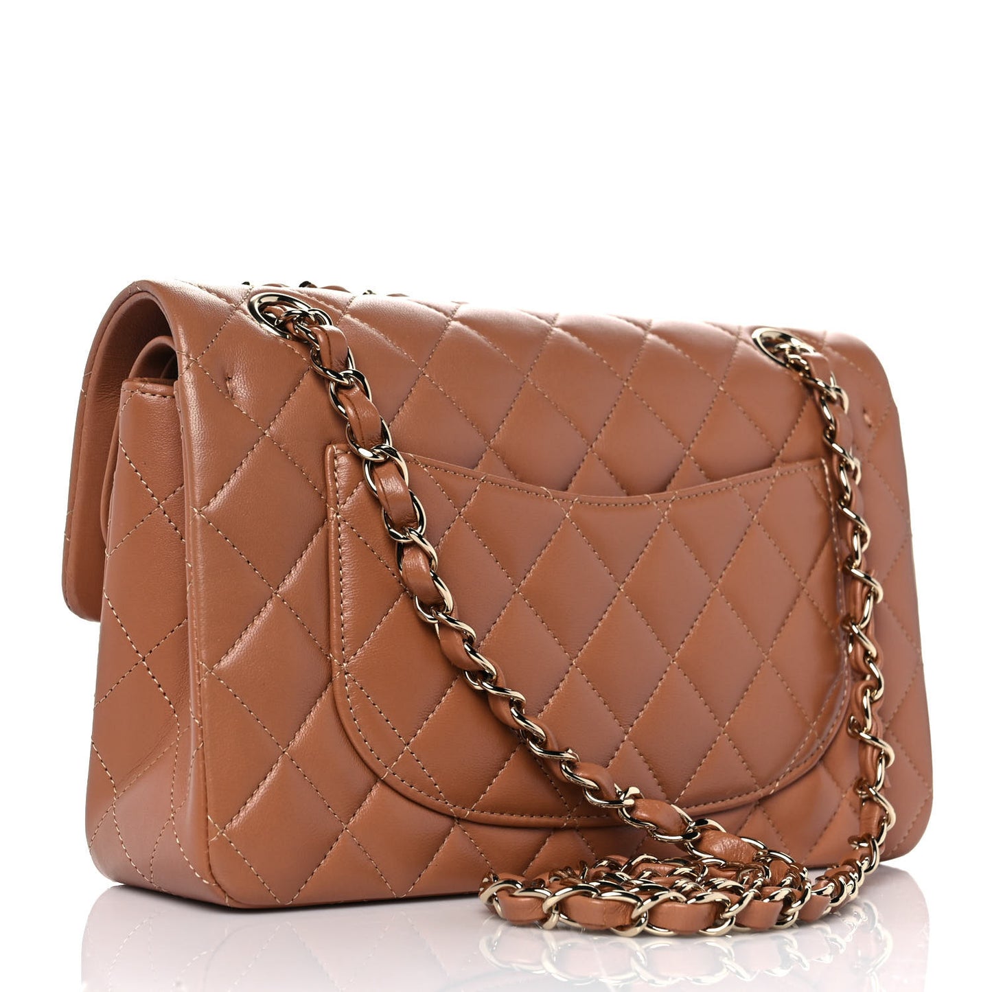 Lambskin Quilted Small Double Flap Brown