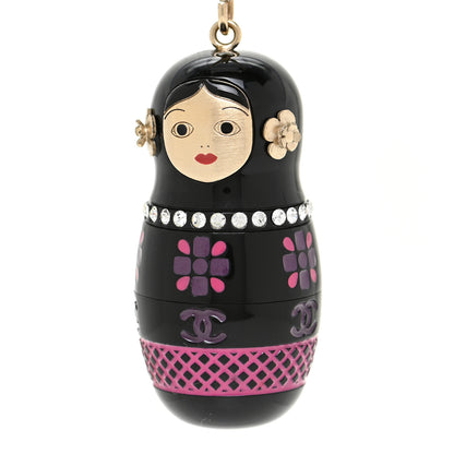Chanel Resin Beaded Matryoshka Russian Doll Necklace Black Multicolor 4 of 5