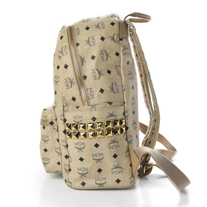 MCM Visetos Medium Side Studs Stark Backpack Beige 9 of 13